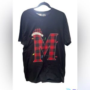Men’s XL Initial M Buffalo Plaid Christmas Shirt New